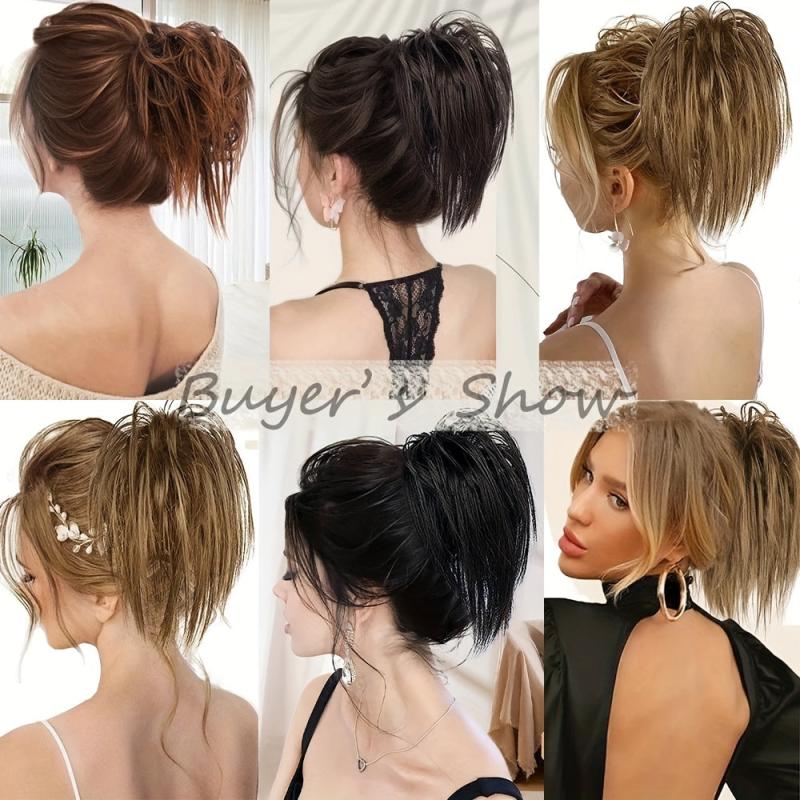 Messy Bun Hair Piece Claw Clip Hair Bun Hair Toppers Women Tousled Updo