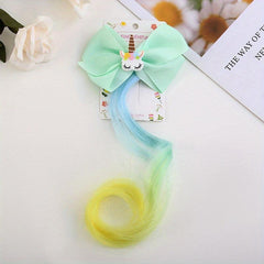 Gradient Ponytail Roll Hair Extensions Flash Hair Clip Unicorn Butterfly Clip