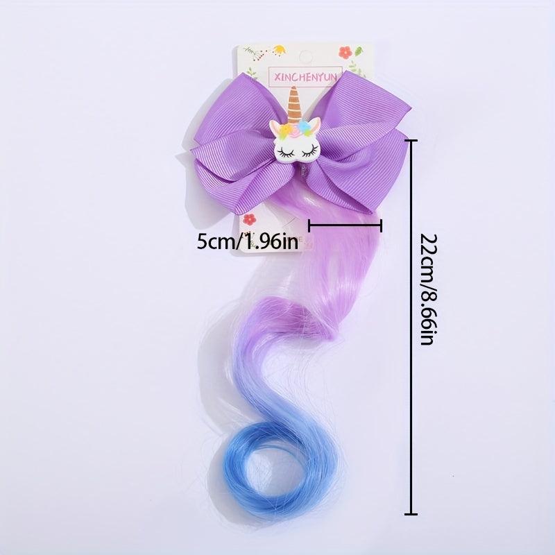 Gradient Ponytail Roll Hair Extensions Flash Hair Clip Unicorn Butterfly Clip