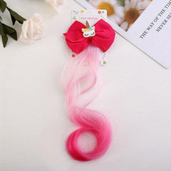 Gradient Ponytail Roll Hair Extensions Flash Hair Clip Unicorn Butterfly Clip