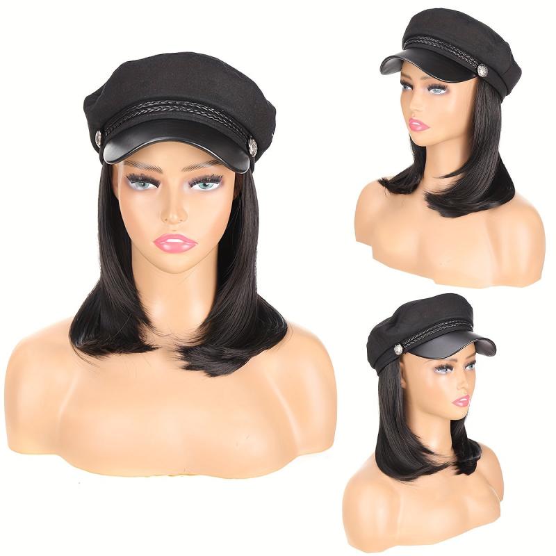 Women's Autumn Winter Flat Hat Head Hair Wig Hat