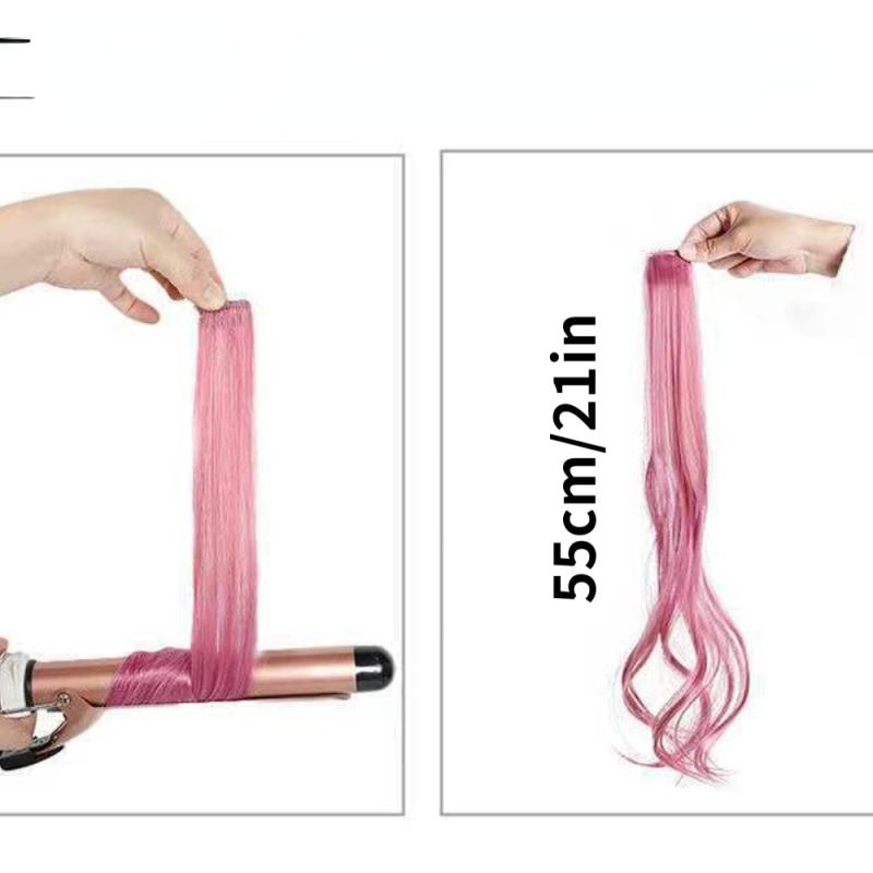 8cm Colorful Highlight Hair Extensions Invisible Seamless Synthetic Fiber
