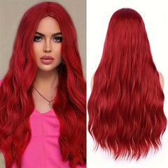 66 04 cm Long Wig Cosplay Wavy Wigs Middle Part Curly Natural Synthetic Wigs