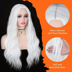 66 04 cm Long Wig Cosplay Wavy Wigs Middle Part Curly Natural Synthetic Wigs