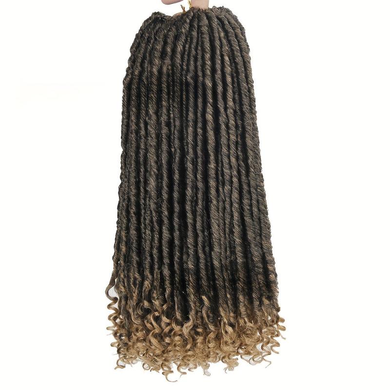12Pcs Pack Goddess Locs Crochet Hair Brown 350 Straight Faux Locs