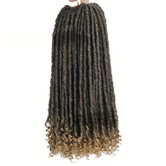 12Pcs Pack Goddess Locs Crochet Hair Brown 350 Straight Faux Locs