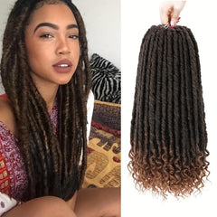12Pcs Pack Goddess Locs Crochet Hair Brown 350 Straight Faux Locs