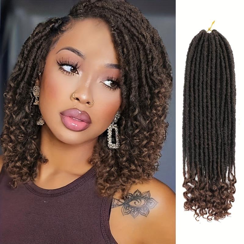 12Pcs Pack Goddess Locs Crochet Hair Brown 350 Straight Faux Locs
