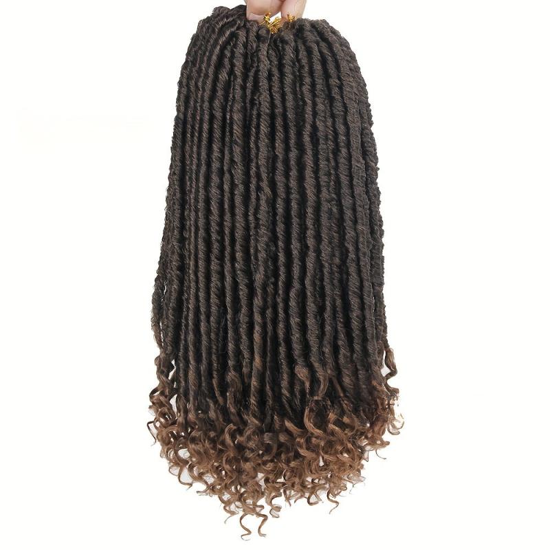 12Pcs Pack Goddess Locs Crochet Hair Brown 350 Straight Faux Locs