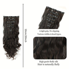 7pcs Long Wavy Hair Pieces Clip In Extensions Natural Look 16clips