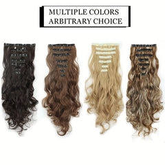 7pcs Long Wavy Hair Pieces Clip In Extensions Natural Look 16clips