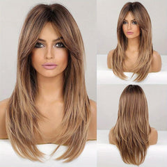 Long Straight Layered Synthetic Wig Easy to Wear