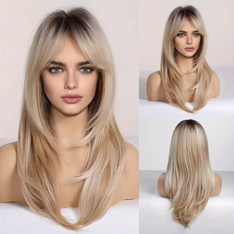 Long Straight Layered Synthetic Wig Easy to Wear