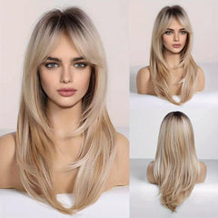 Long Straight Layered Synthetic Wig Easy to Wear