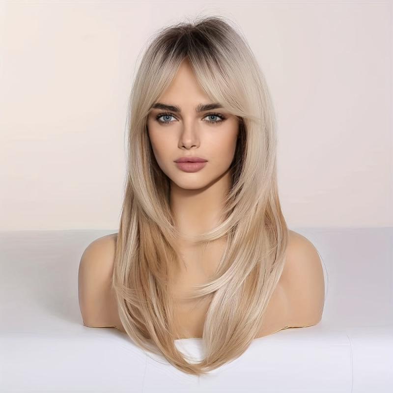 Long Straight Layered Synthetic Wig Easy to Wear