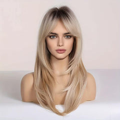 Long Straight Layered Synthetic Wig Easy to Wear