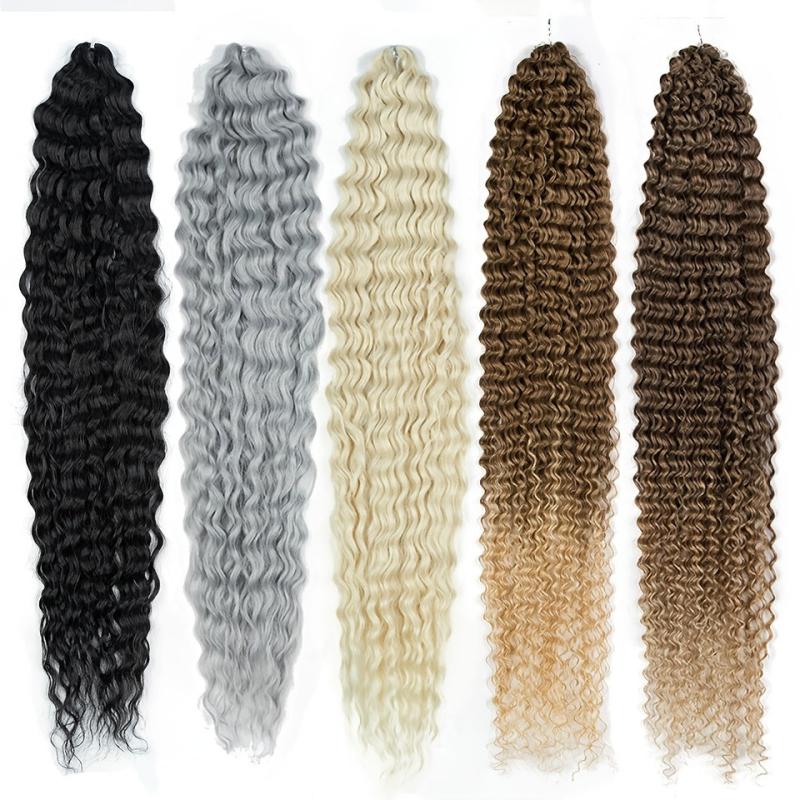 Ombre Blonde Water Wave Braiding Hair Extensions 36cm Curly Braid Crochet Hair