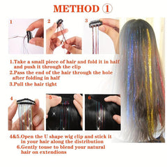 12 Pcs Y2K Tinsel Hair Extension Clip Glitter Hair Accessories