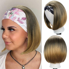 10 Inch Straight Bob Headband Wig for Women Highlight Synthetic Wig