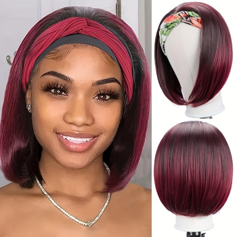 10 Inch Straight Bob Headband Wig for Women Highlight Synthetic Wig