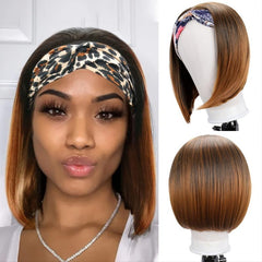 10 Inch Straight Bob Headband Wig for Women Highlight Synthetic Wig