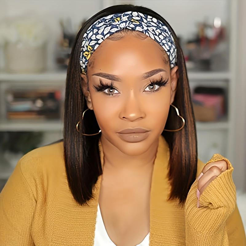 10 Inch Straight Bob Headband Wig for Women Highlight Synthetic Wig