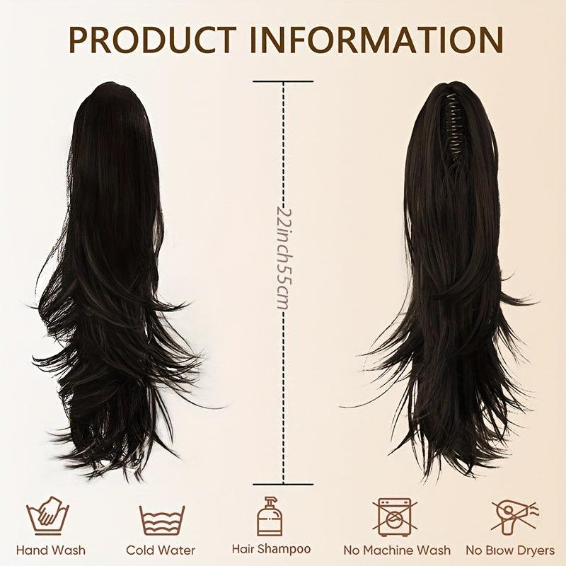 Natural Wave Ponytail Extension 22 Inches Claw Clip Synthetic Wig