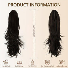 Natural Wave Ponytail Extension 22 Inches Claw Clip Synthetic Wig