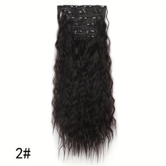 6pcs Long Curly Hair Pieces Synthetic Clip In Hair Extensions Natural Look
