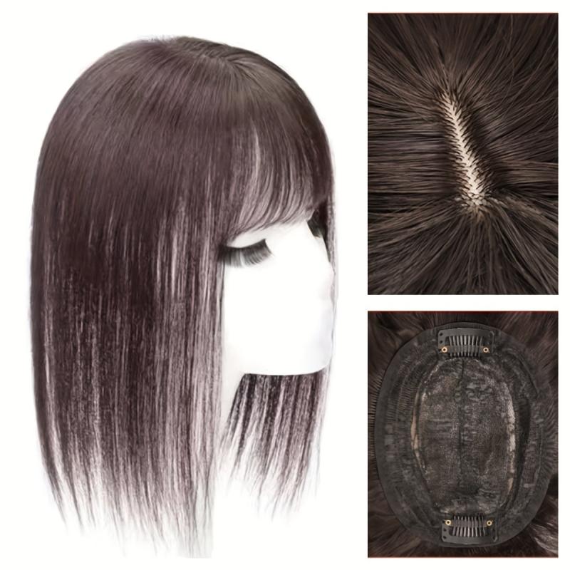 Human Hair Clip In Hair Extensions with Bangs for Daily Use