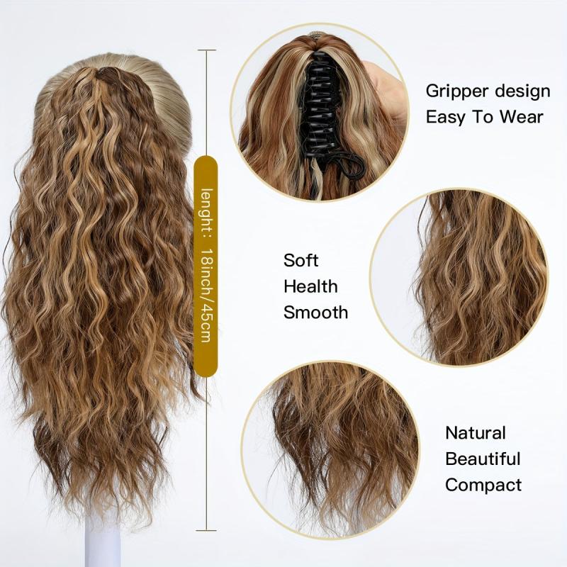 Long Curly Wavy Ponytail Extensions Synthetic Clip In Hair
