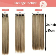 Long Straight Hair Extensions 60-96 cm Synthetic Fiber Hairpiece For Women Girls