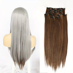 6 PCS Invisible Clips Hair Toppers 60 96 Cm Long Straight Clip-In Hair Extension