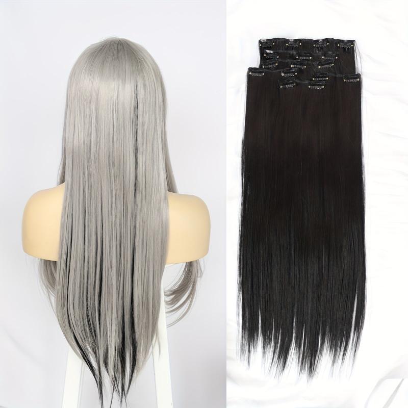 6 PCS Invisible Clips Hair Toppers 60 96 Cm Long Straight Clip-In Hair Extension
