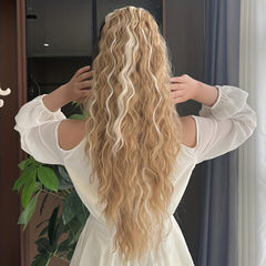 Curly Water Wave Ponytail Hair Extensions, Drawstrings, Long Hair Pieces