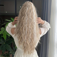 Curly Water Wave Ponytail Hair Extensions, Drawstrings, Long Hair Pieces