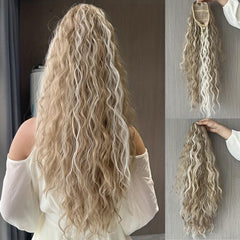 Curly Water Wave Ponytail Hair Extensions, Drawstrings, Long Hair Pieces