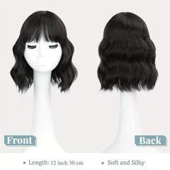 Wavy Hair Topper with Bangs Natural Wave Crown Toppers Clip In Hairpiece