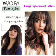Wavy Hair Topper with Bangs Natural Wave Crown Toppers Clip In Hairpiece