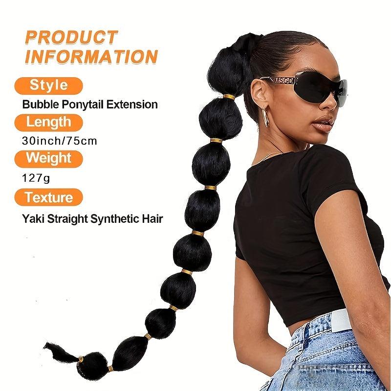 Bubble Ponytail With Hair Tie Elastic Hair Rope Synthetic Hair Extensions