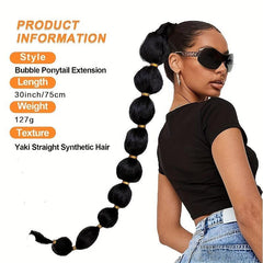 Bubble Ponytail With Hair Tie Elastic Hair Rope Synthetic Hair Extensions