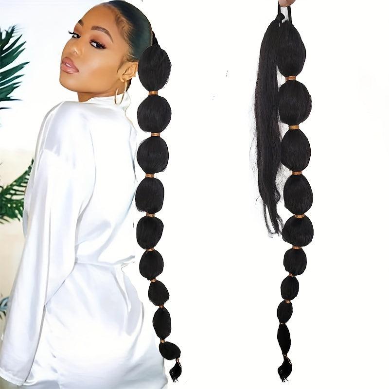 Bubble Ponytail With Hair Tie Elastic Hair Rope Synthetic Hair Extensions