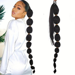 Bubble Ponytail With Hair Tie Elastic Hair Rope Synthetic Hair Extensions