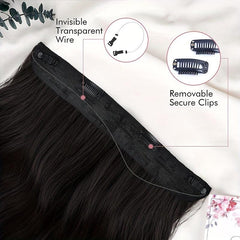 Wavy Synthetic Hair Extension Wire Adjustable Size 4 Clips