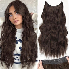 Wavy Synthetic Hair Extension Wire Adjustable Size 4 Clips