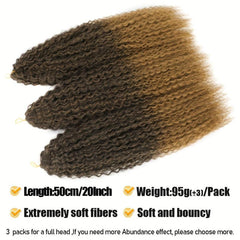 8 Cm Afro Curl Kinky Crochet Braiding Hair Extensions Ombre Pink Ginger