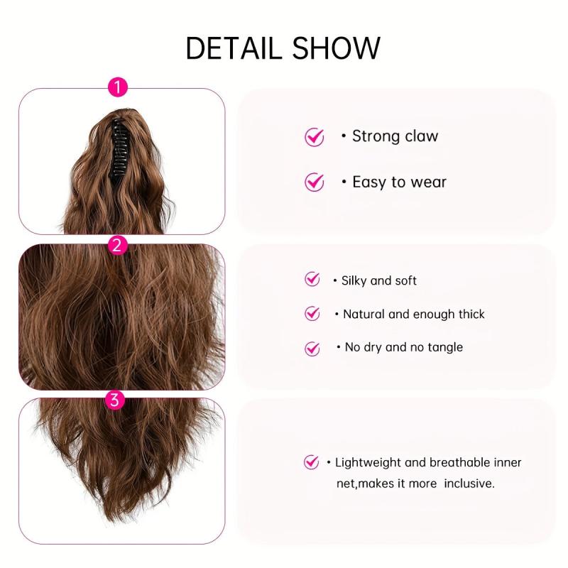 Long Corn Wave Pony Tail Hair Extension 45-72 cm Claw Clip
