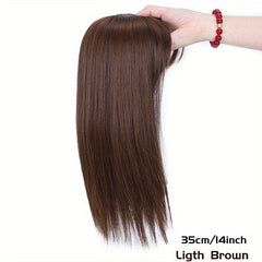 Women's Topper with Bangs Clip-On Hair Piece Covering Thinning Gray Hair