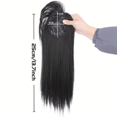 Women's Topper with Bangs Clip-On Hair Piece Covering Thinning Gray Hair