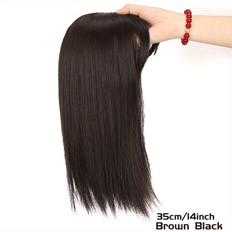 Women's Topper with Bangs Clip-On Hair Piece Covering Thinning Gray Hair